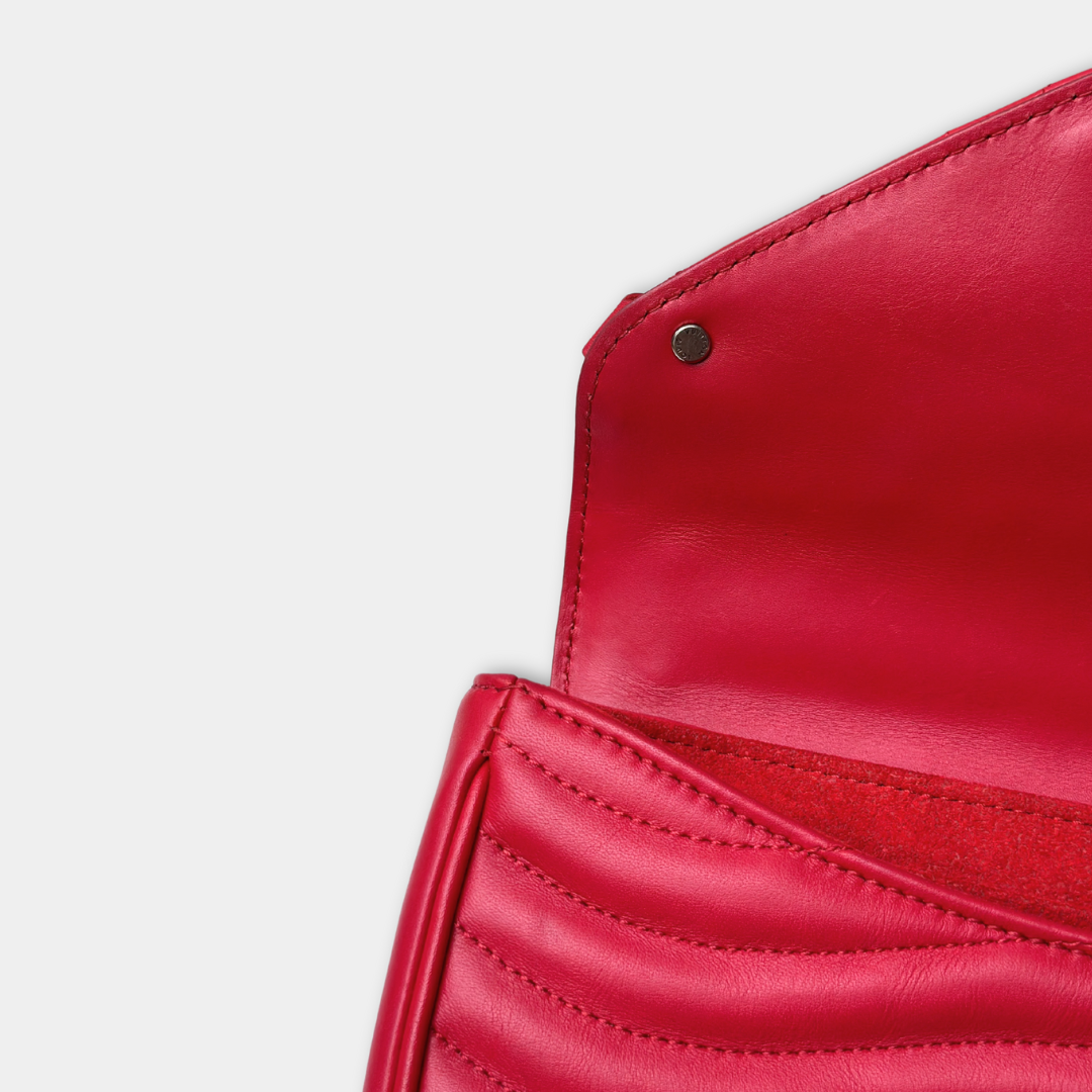Louis Vuitton Red Calfskin New Wave Chain PM Kelly's Authentic Boutique