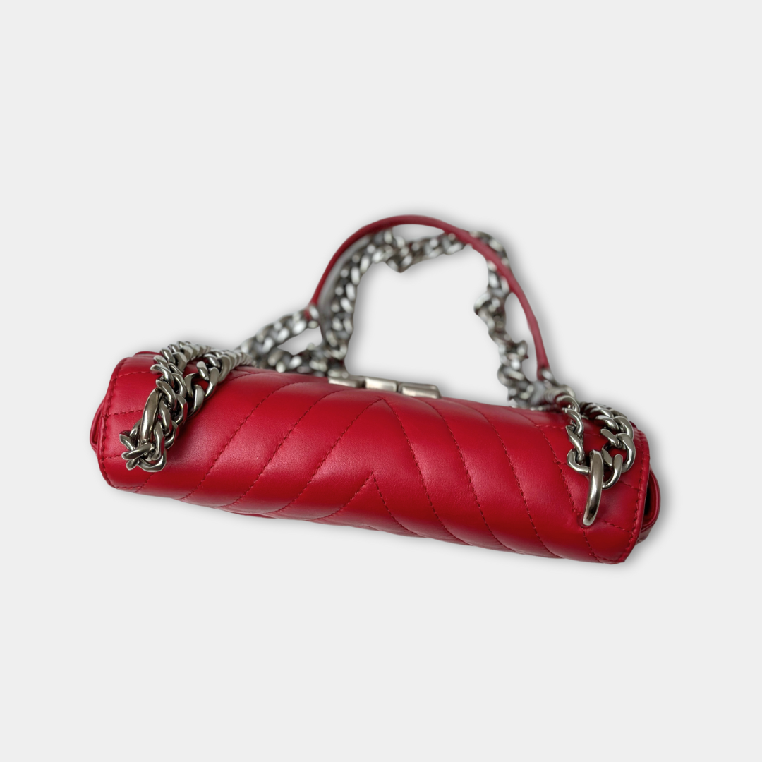 Louis Vuitton Red Calfskin New Wave Chain PM Kelly's Authentic Boutique
