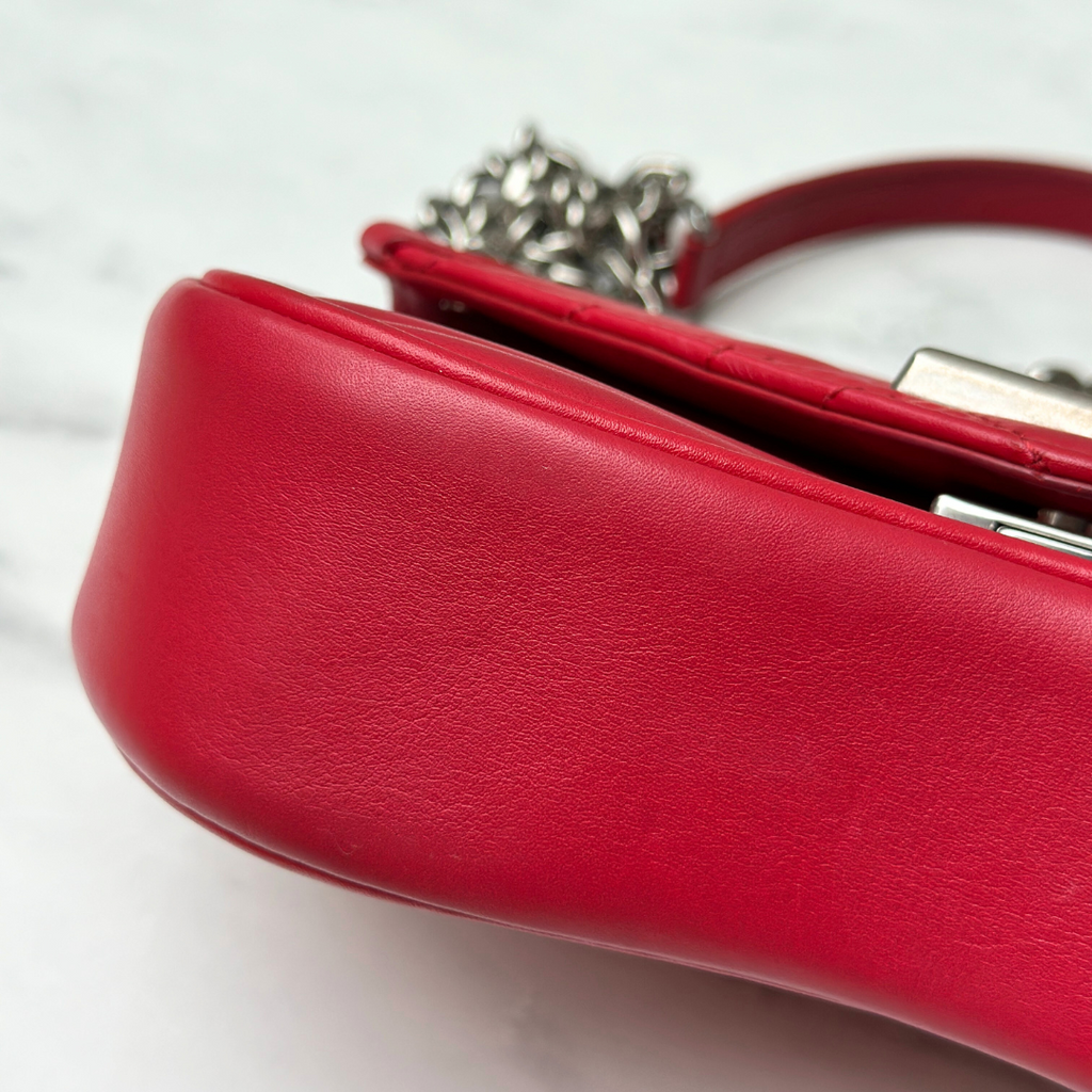 Louis Vuitton Red Calfskin New Wave Chain PM Kelly's Authentic Boutique