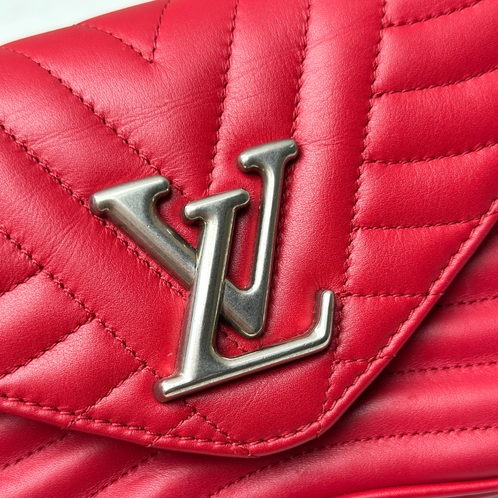 Louis Vuitton Red Calfskin New Wave Chain PM Kelly's Authentic Boutique