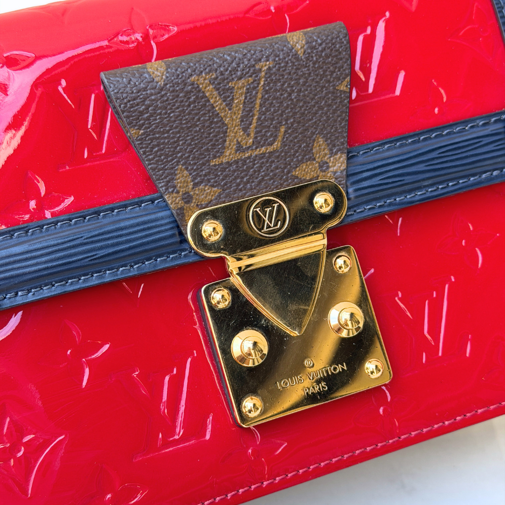 Louis Vuitton Microchipped Red Vernis Wydwood Shoulder Bag Kelly's Authentic Boutique