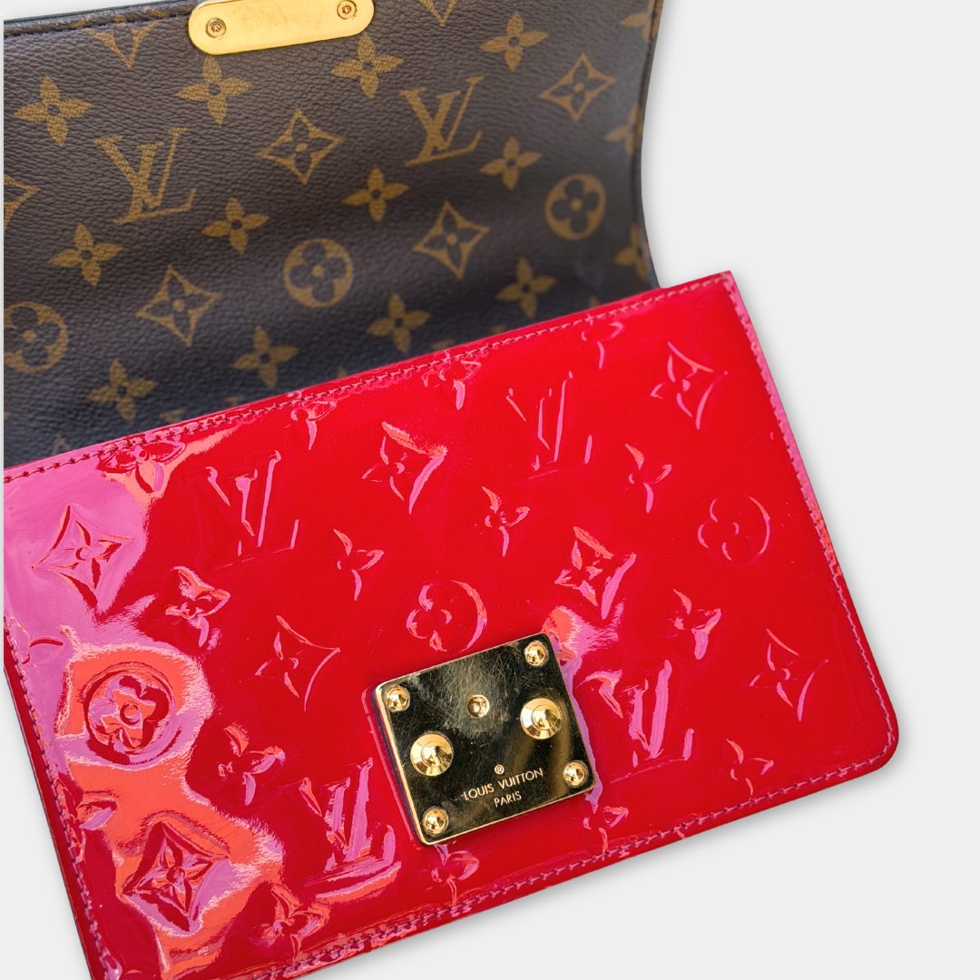 Louis Vuitton Microchipped Red Vernis Wydwood Shoulder Bag Kelly's Authentic Boutique