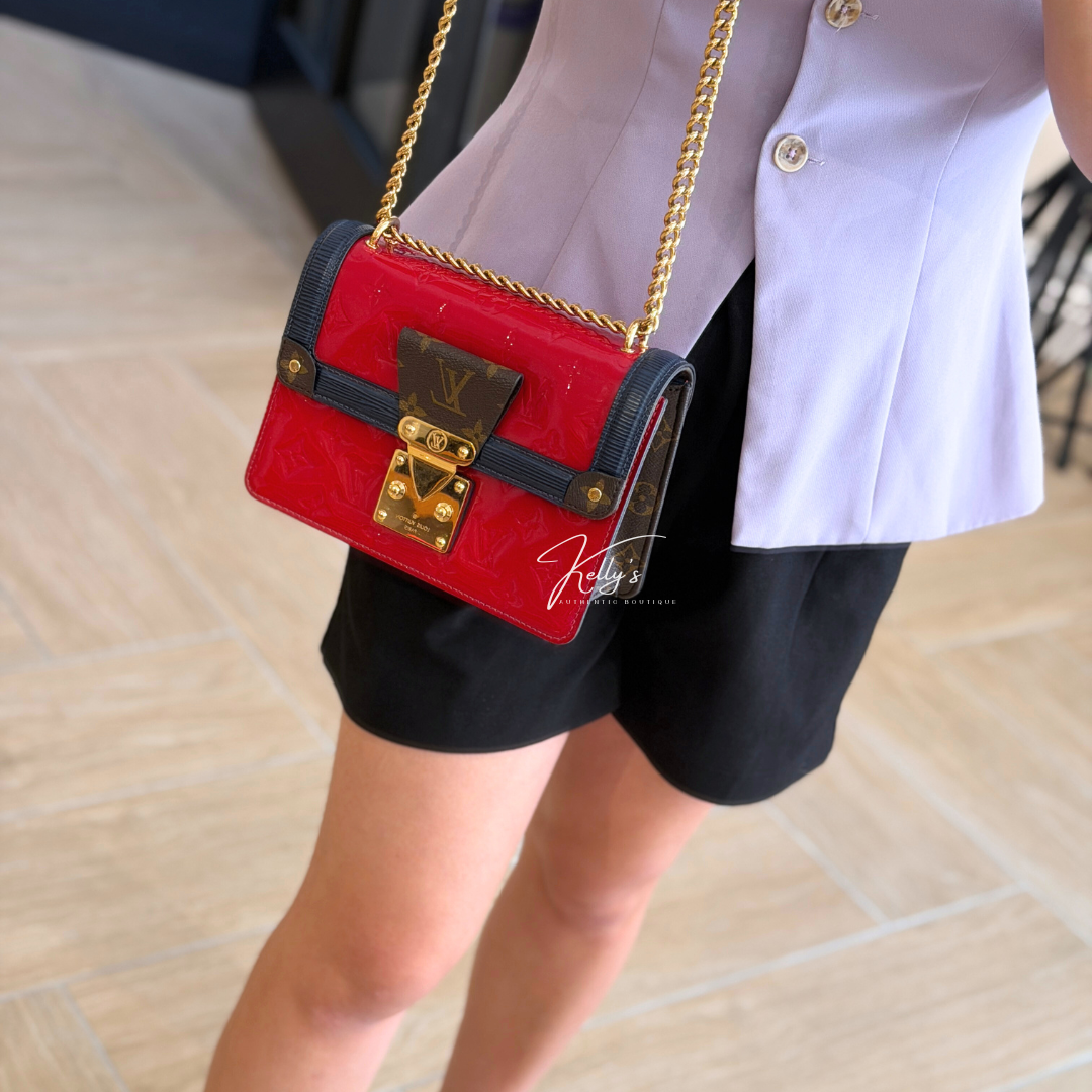 Louis Vuitton Microchipped Red Vernis Wydwood Shoulder Bag Kelly's Authentic Boutique