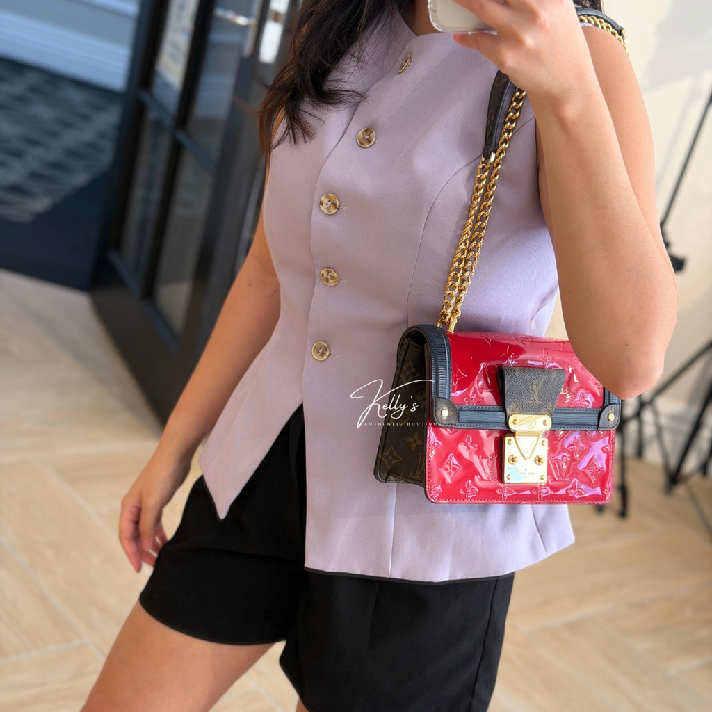 Louis Vuitton Microchipped Red Vernis Wydwood Shoulder Bag Kelly's Authentic Boutique