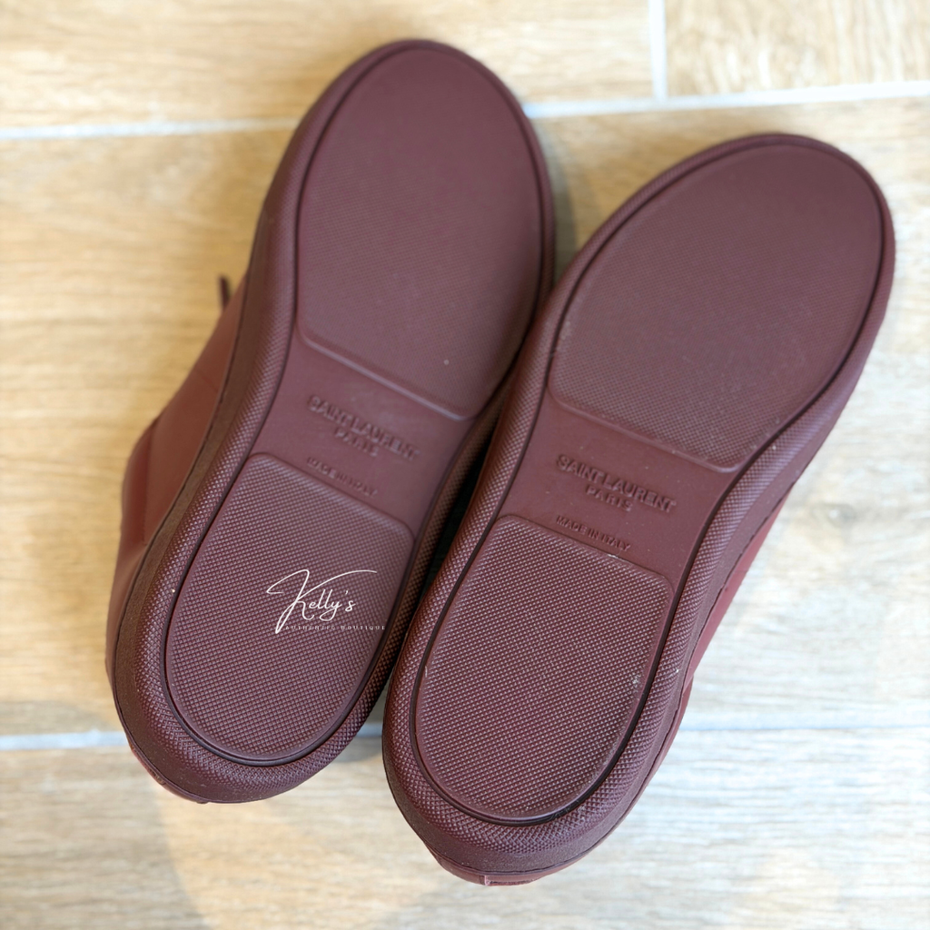 Saint Laurent Burgundy Leather Low Court Sneakers Kelly's Authentic Boutique
