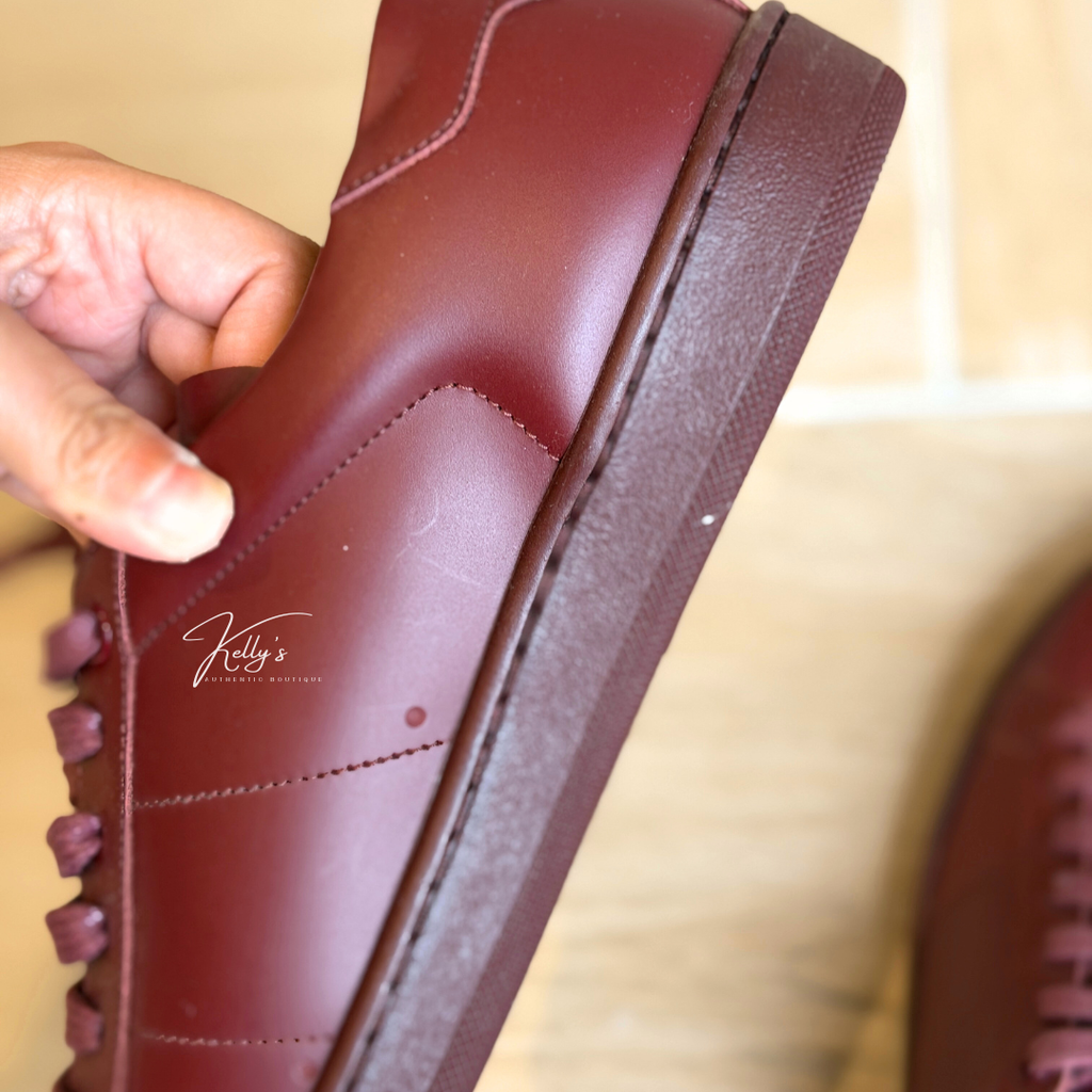 Saint Laurent Burgundy Leather Low Court Sneakers Kelly's Authentic Boutique