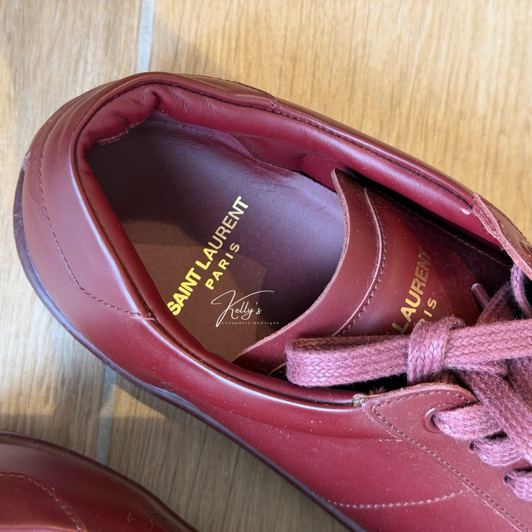 Saint Laurent Burgundy Leather Low Court Sneakers Kelly's Authentic Boutique