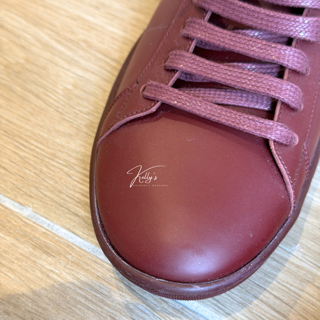 Saint Laurent Burgundy Leather Low Court Sneakers Kelly's Authentic Boutique