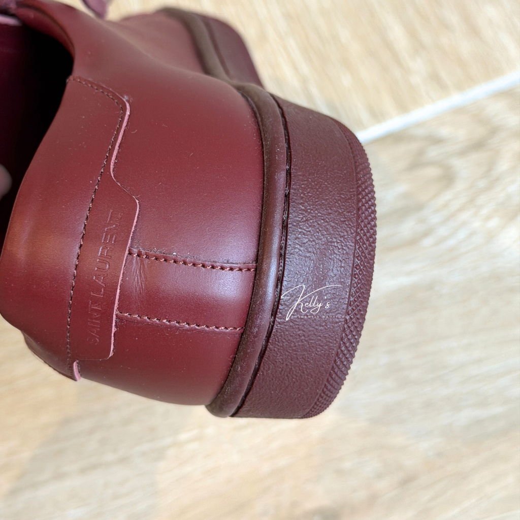 Saint Laurent Burgundy Leather Low Court Sneakers Kelly's Authentic Boutique