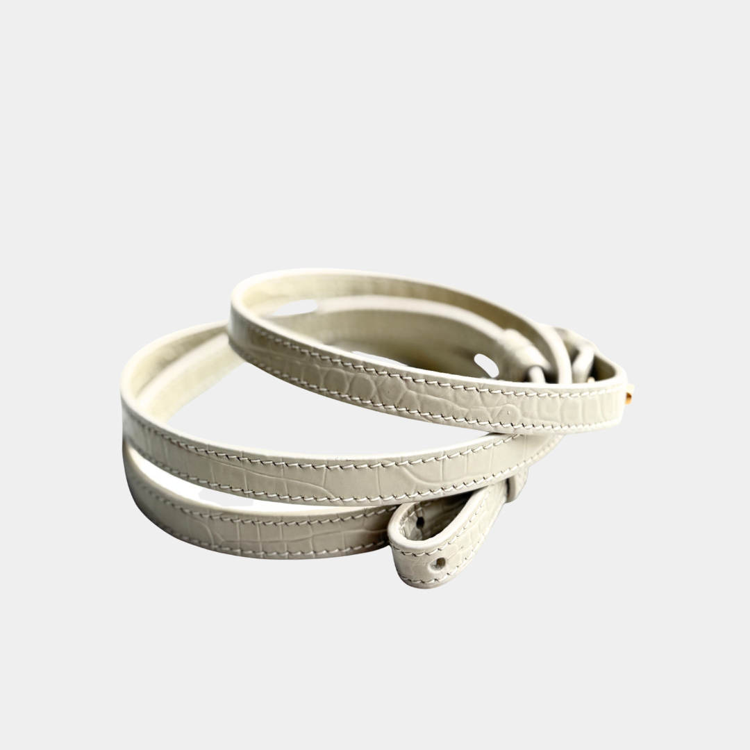 Saint Laurent Mini White Crocs Embossed Cassandra Top Handle Kelly's Authentic Boutique