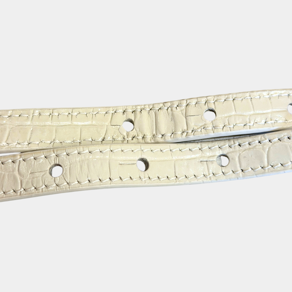 Saint Laurent Mini White Crocs Embossed Cassandra Top Handle Kelly's Authentic Boutique