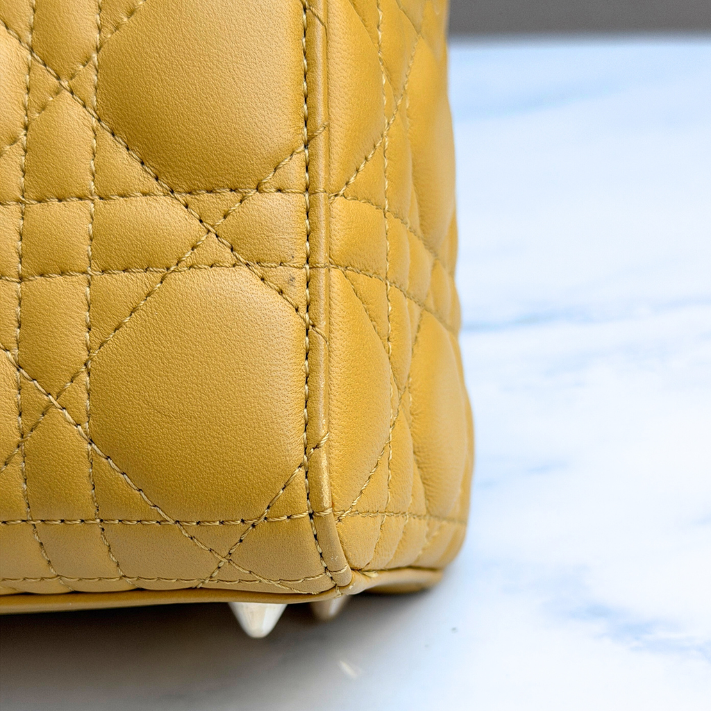 Dior Small Mustard Cannage Lambskin My ABCDior Bag Kelly's Authentic Boutique