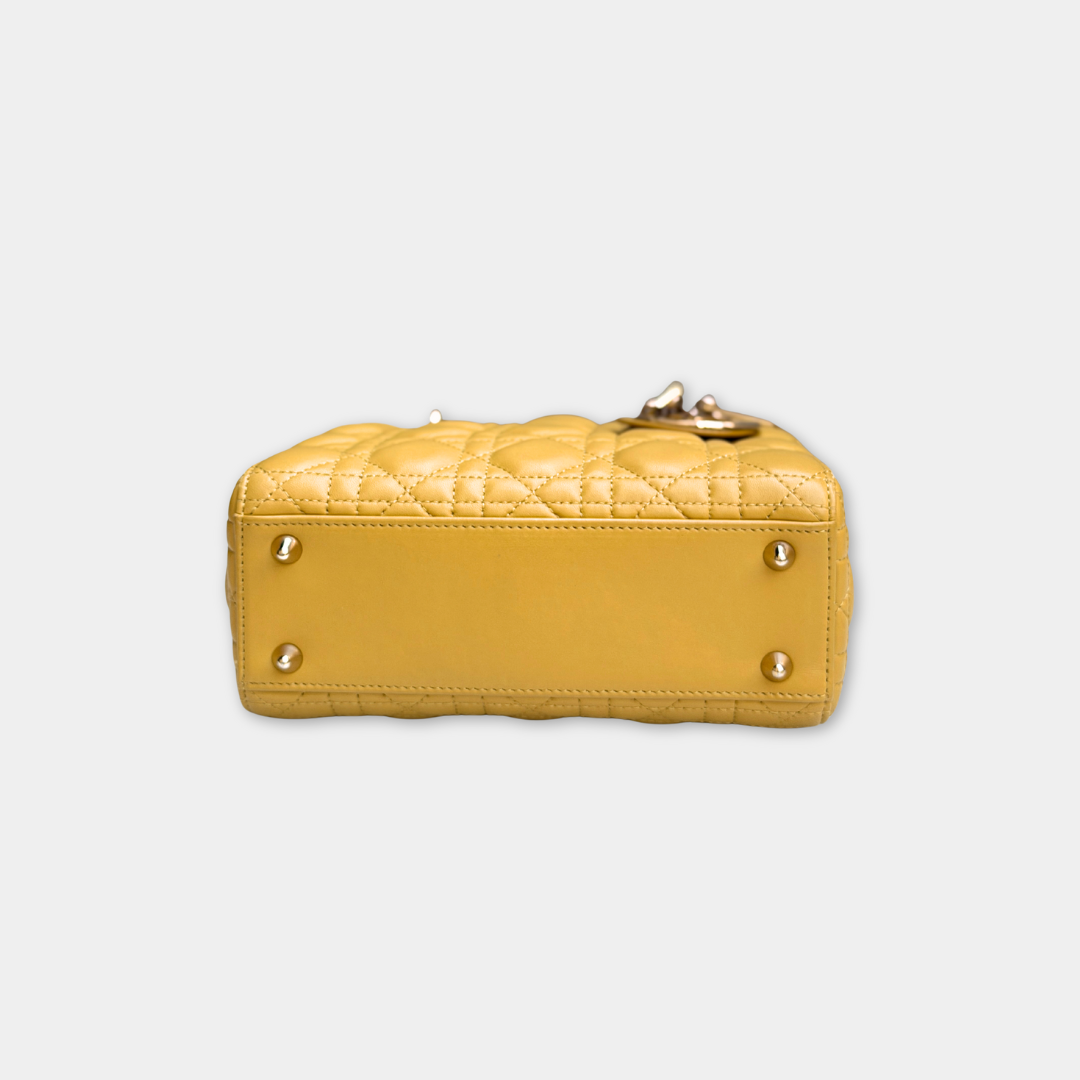 Dior Small Mustard Cannage Lambskin My ABCDior Bag Kelly's Authentic Boutique