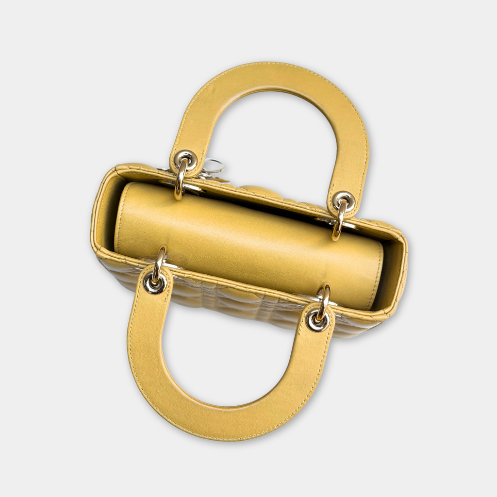 Dior Small Mustard Cannage Lambskin My ABCDior Bag Kelly's Authentic Boutique