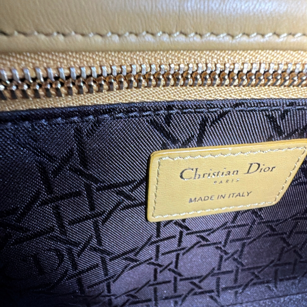 Dior Small Mustard Cannage Lambskin My ABCDior Bag Kelly's Authentic Boutique