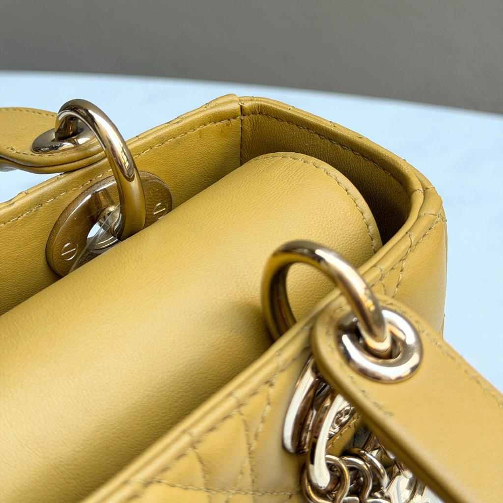 Dior Small Mustard Cannage Lambskin My ABCDior Bag Kelly's Authentic Boutique