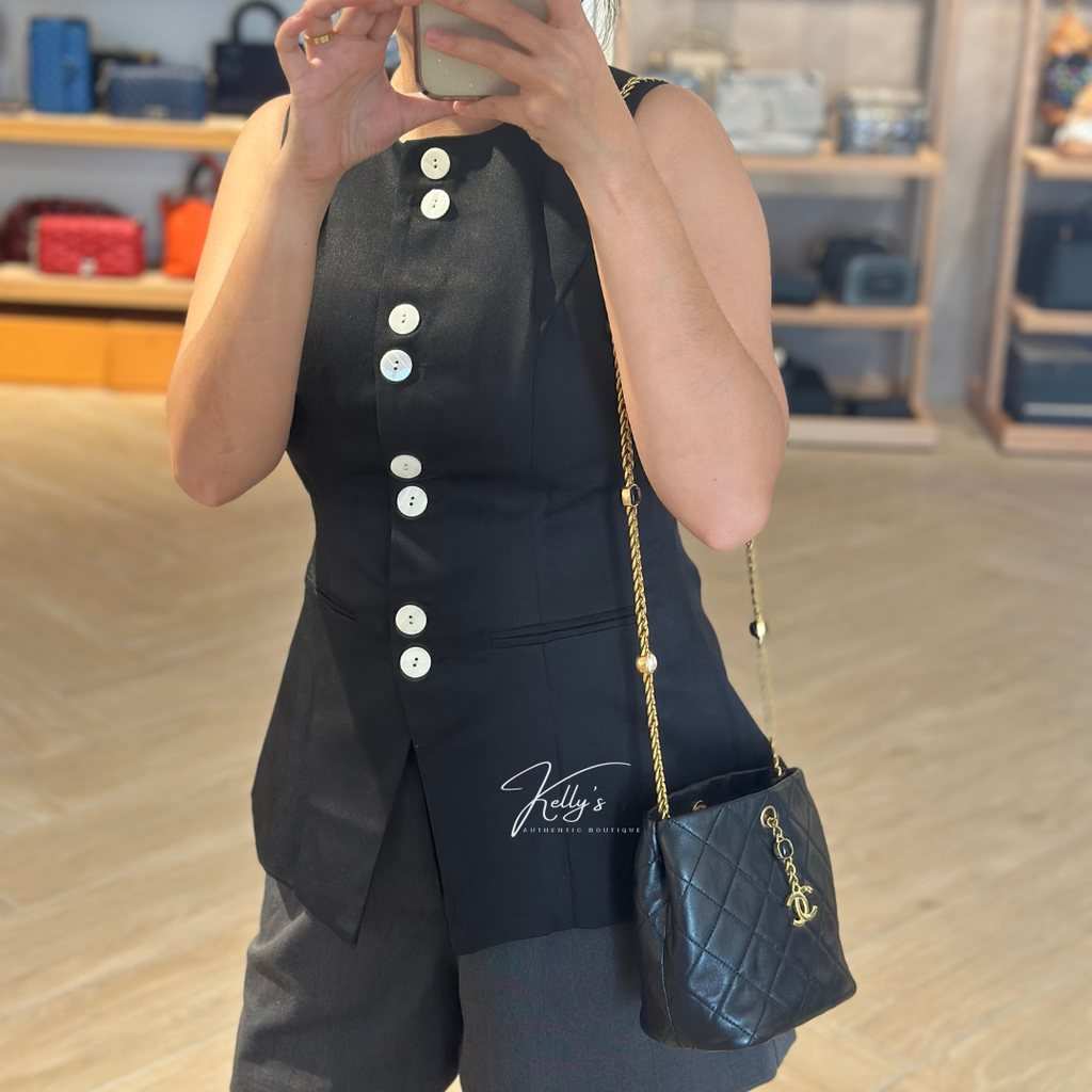 Chanel 22B Microchip Pearl Lambskin Mini Bucket Bag Kelly's Authentic Boutique