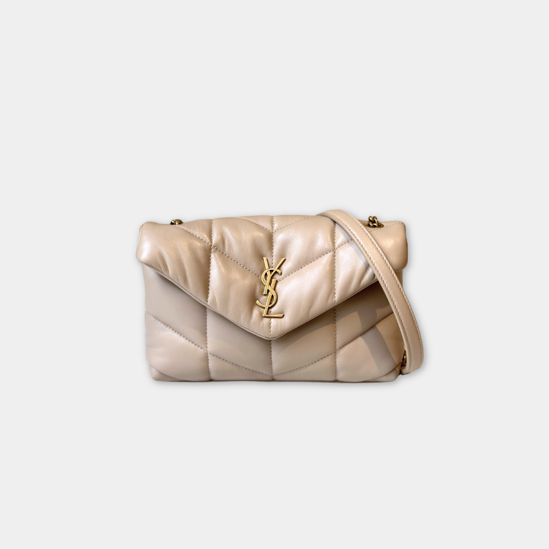 Saint Laurent Dark Beige Mini Toy Puffer Bag Kelly's Authentic Boutique