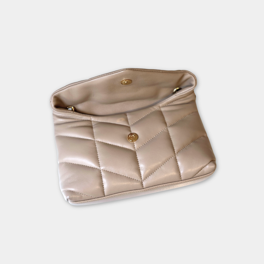 Saint Laurent Dark Beige Mini Toy Puffer Bag Kelly's Authentic Boutique