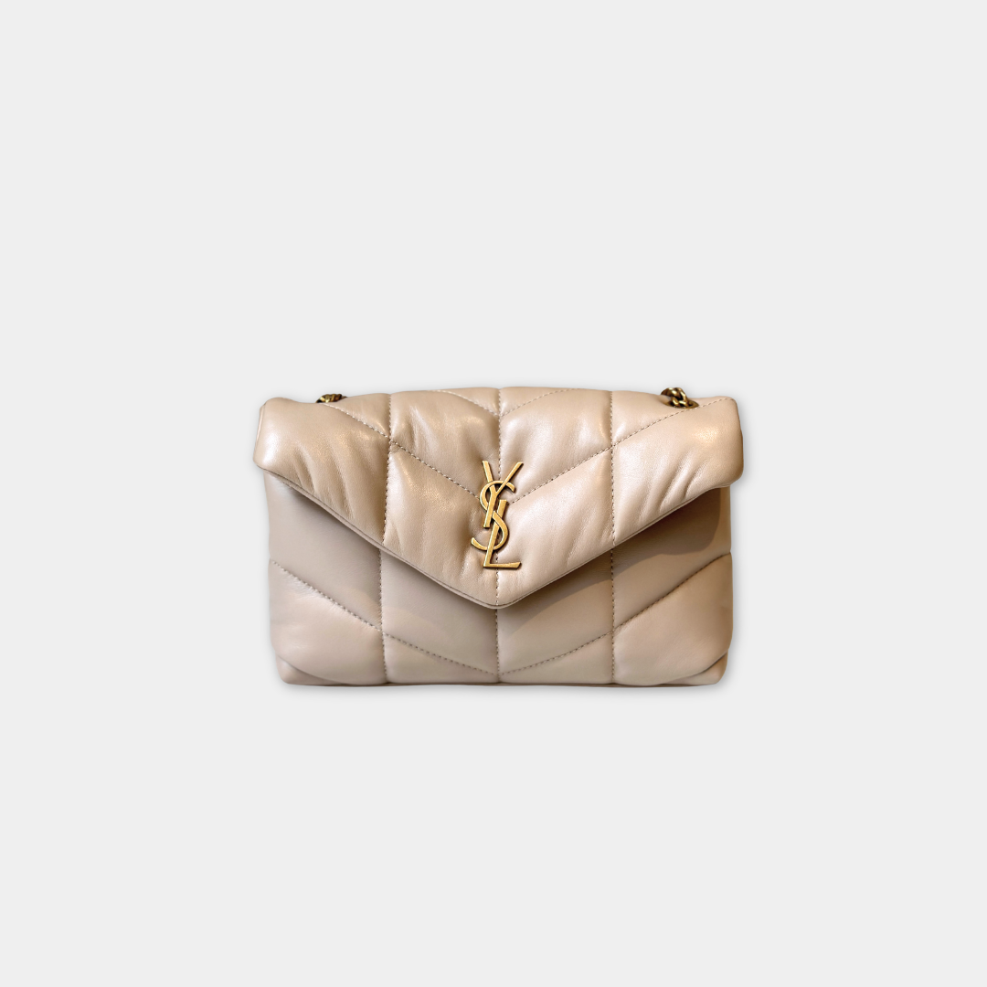 Saint Laurent Dark Beige Mini Toy Puffer Bag Kelly's Authentic Boutique