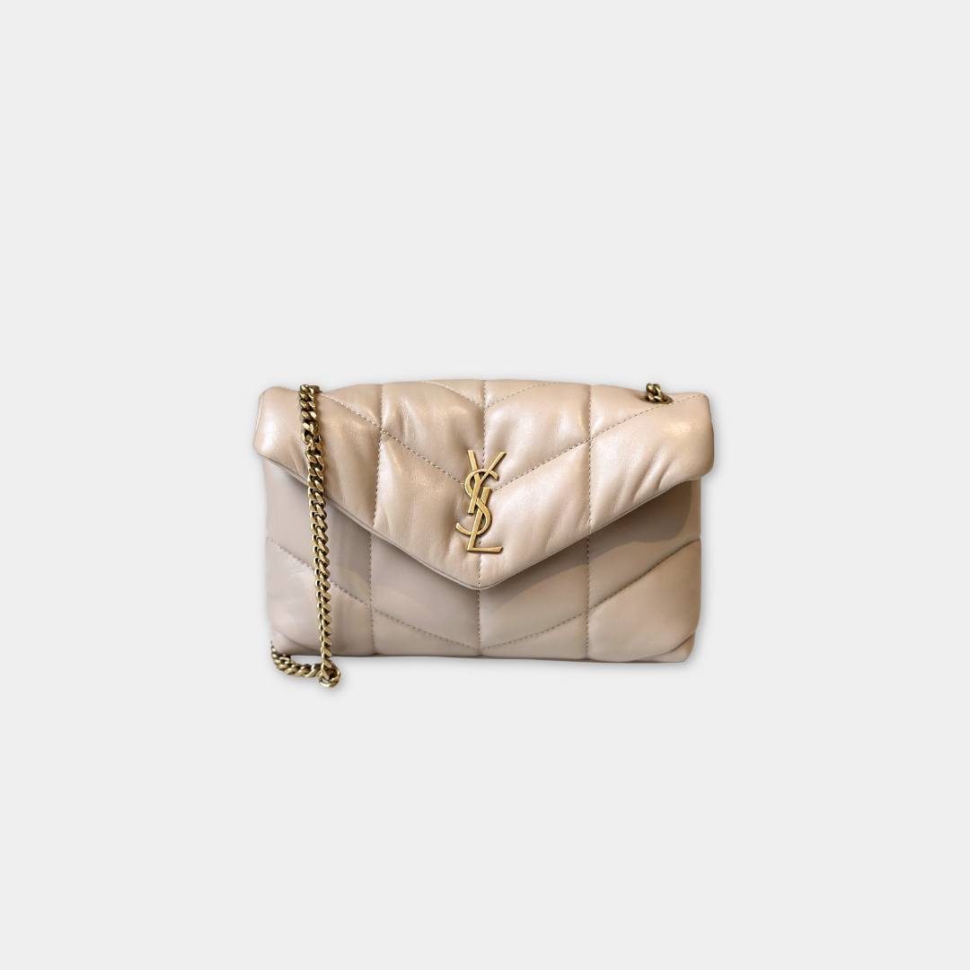 Saint Laurent Dark Beige Mini Toy Puffer Bag Kelly's Authentic Boutique