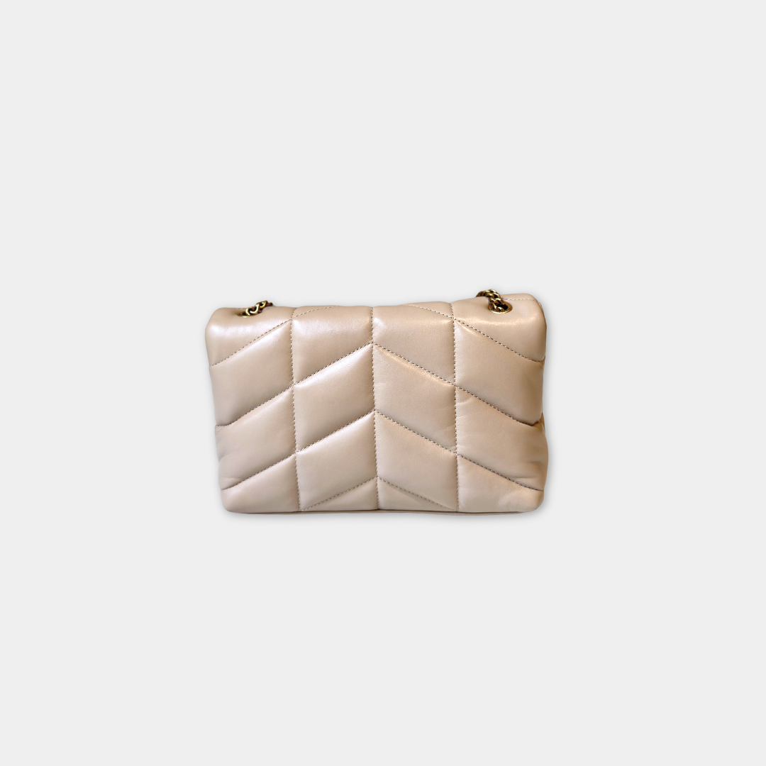 Saint Laurent Dark Beige Mini Toy Puffer Bag Kelly's Authentic Boutique