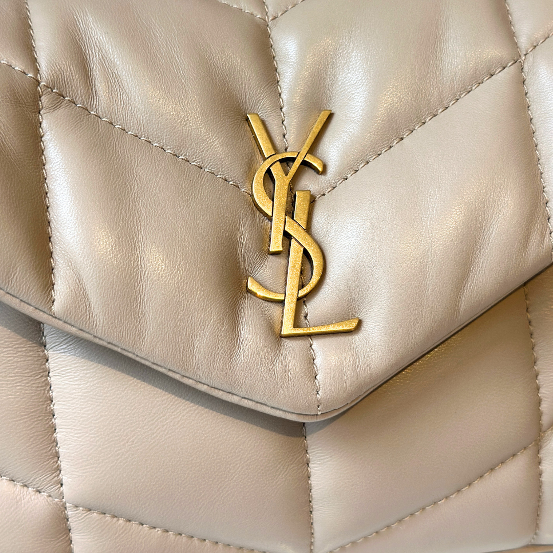 Saint Laurent Dark Beige Mini Toy Puffer Bag Kelly's Authentic Boutique