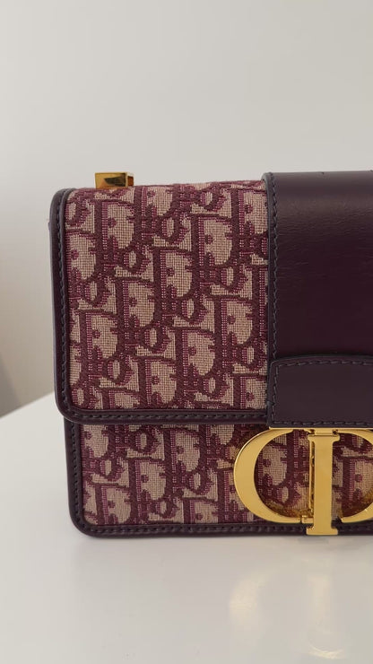 Dior Burgundy 30 Montaigne Oblique Canvas Crossbody Bag