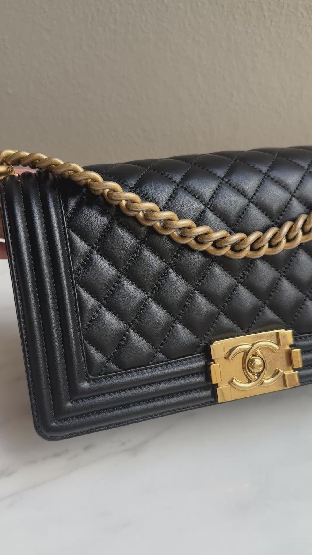 Chanel Old Medium Lambskin Black Boy Bag