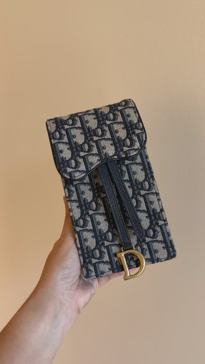 Dior Saddle Phone Pouch Dior Oblique Jacquard Blue