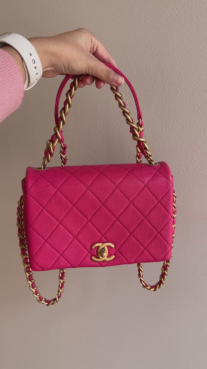 Chanel Pink Caviar Quilted Small Fashion Therapy Flap Bag
