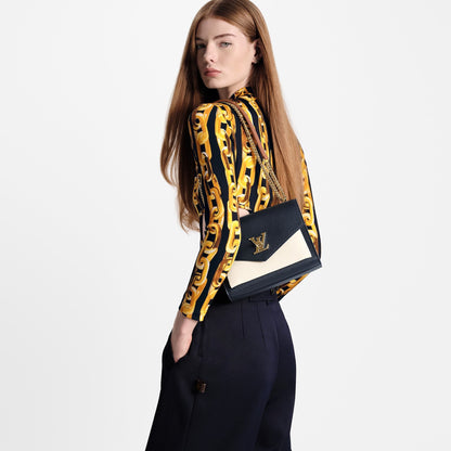 Louis Vuitton Microchipped MyLockMe Creme Navy Chain Shoulder Bag